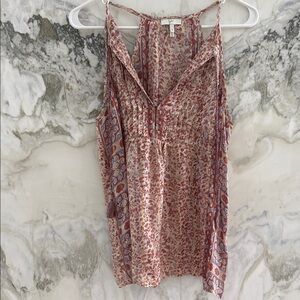 Joie Pink and Cream Printed V-Neck Camisole with Adjustable Straps